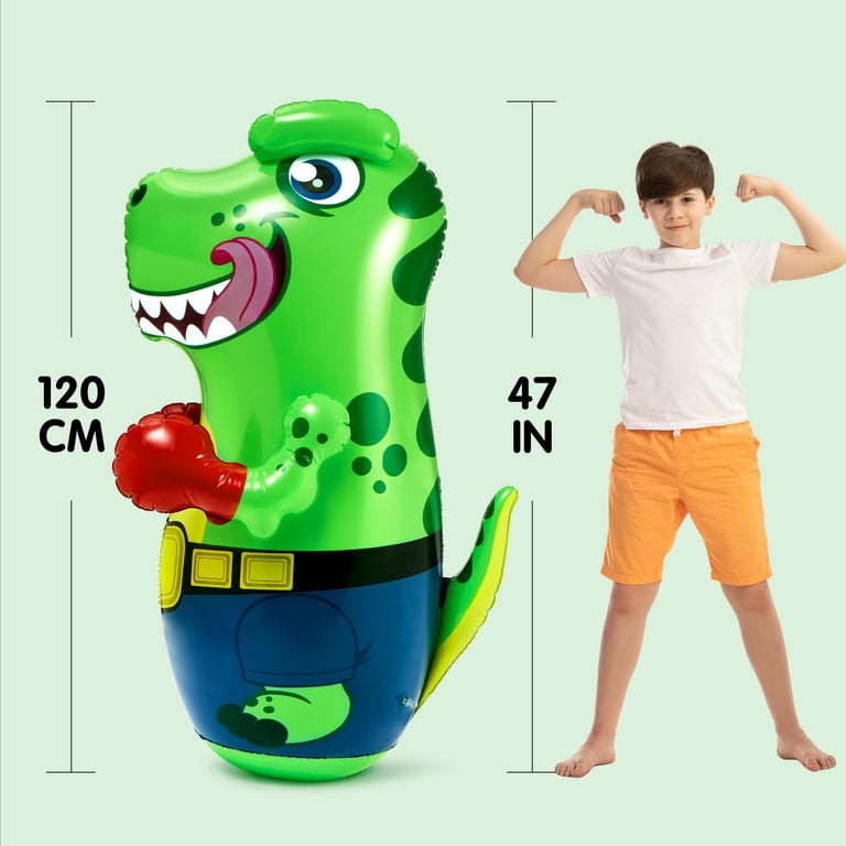 Sacco da boxe per bambini, sacco da boxe gonfiabile da 47 pollici sacco da boxe dinosauro giocattoli da boxe sacchi da boxe in piedi per praticare karate, taekwondo, giocattoli antistress all'aperto