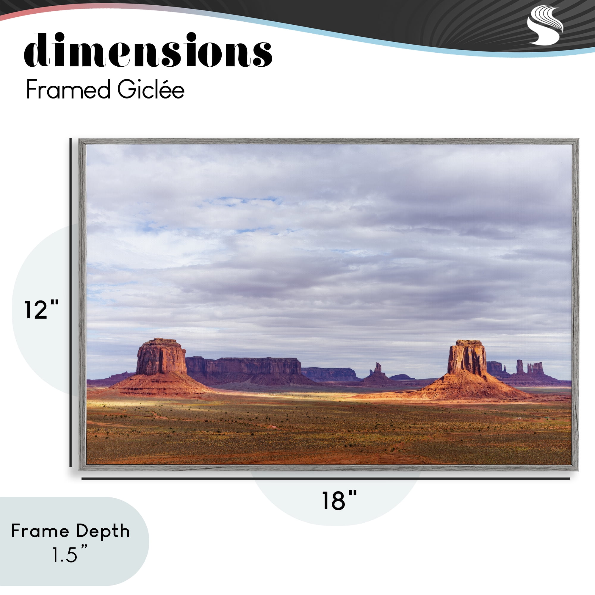 Stupell Industries Monumental Desert Buttes & Mesas Gray Framed Giclee Art, design by Shelley Carlisle