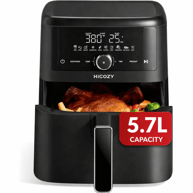 Freidora de Aire HiCOZY 6 Qt Tamaño Familiar 10 en 1 tecnología Flash Crisp 400 °F Resultados Calientes y Crujientes