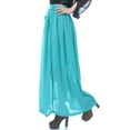 thumbnail image 3 of Womens Stretchy Turquoise Blue Belted Chiffon High Waisted Maxi Skirt, 3 of 4