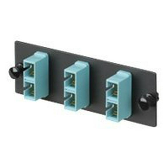 Panduit FAP3WAQDSCZ Multi-Mode 3-Port Fiber Adapter Panel with Zirconia Ceramic Split Sleeve, Aqua