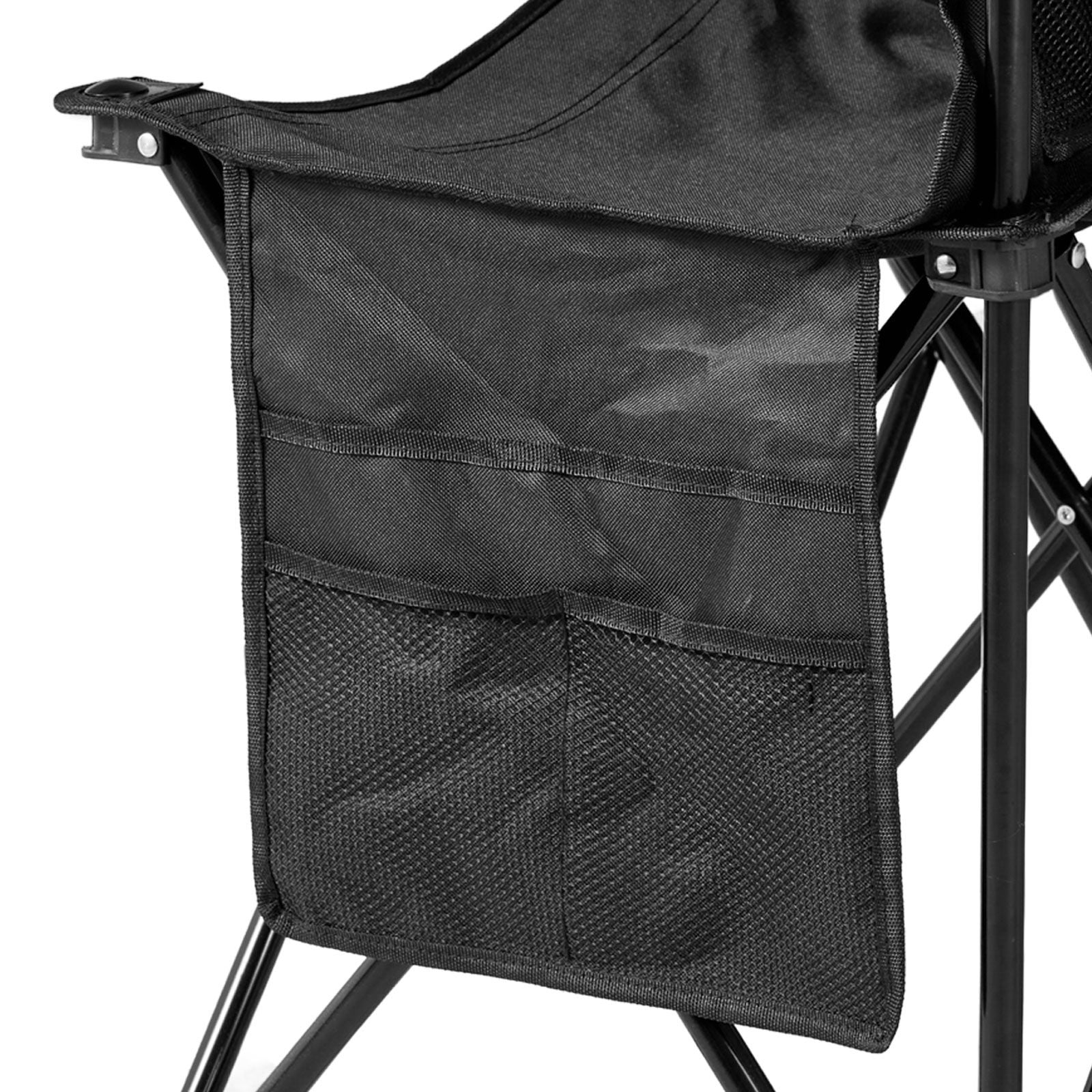 6 Person Portable Folding Sports Bench with Backrest, Multi Storage Pockets 600D Oxford Soccer Sideline Bench Φ16mm Iron Frame with Carry Bag for Football Baseball Camping Black
