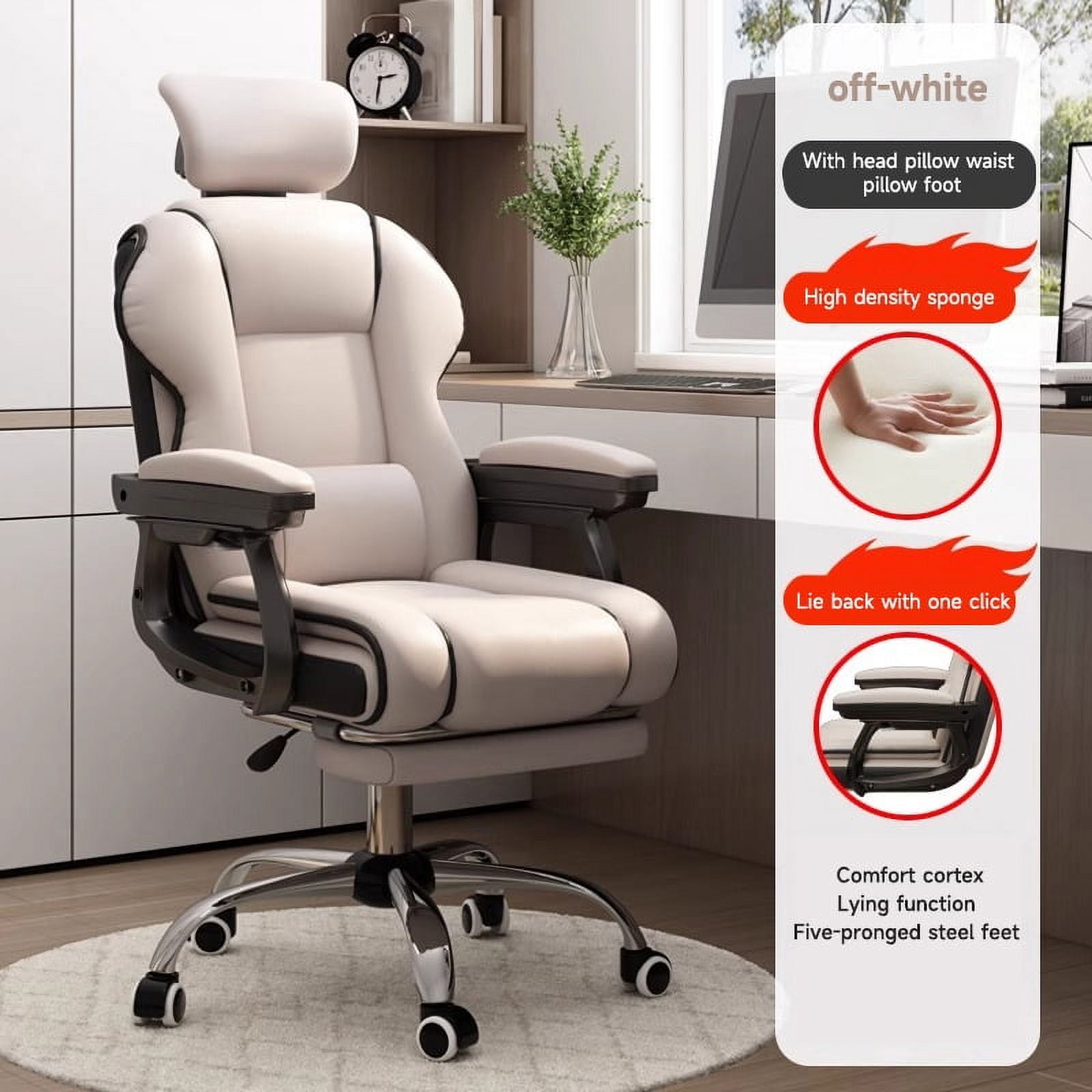Executive Office Chair, Reclining Office Chair with Footrest ，Ergonomic Computer Desk Chair with Lumbar Support, Big and Tall Home Desk Chair, High Back Gaming Chair for Office Home Study