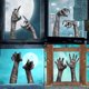 thumbnail image 1 of 4 pegatinas de terror de Halloween con forma de mano del diablo, pegatinas de pared de PVC de Halloween, película blanca, 1 of 5