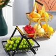 thumbnail image 4 of 2 Tier Portable Fruit Bowle Basket Fruits Bread Snacks, Detachable Metal Rectangle Basket, 4 of 7