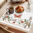 thumbnail image 3 of Rustic Flowers Butterfly Placemats Set of 4 Spring Botanical Floral Place Mats Indoor Wipeable Table Mats Washable Cloth Dining Table Placemats for Kitchen Holiday Party Home Decor 13x19 Inch, 3 of 9