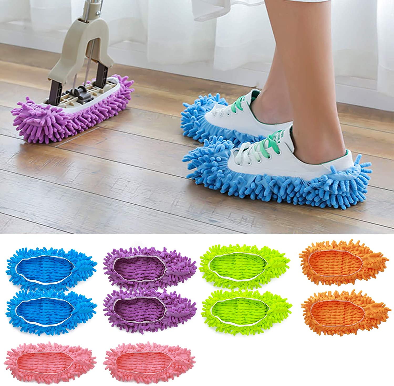 Saiveina Shoe - 10 Mop Slippers Shoes for Floor Cleaning, Washable Dust Slippers for House - Walmart.com