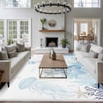 thumbnail image 4 of Light Blue Ocean Washable Living Room Rugs 6'x9', Seahorses Jellyfish Starfish Coastal Low Pile Throw Large Area Rug Non-Slip Sturdy Edge Binding Carpet for Dining Room Kitchen Office, 4 of 9