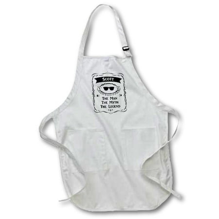 

3dRose Scott - The Man The Myth The Legend - personal name personalized gift - Full Length Apron 22 by 30-inch Black With Pockets