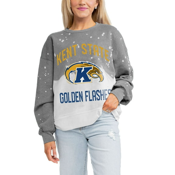 Women's Gameday Couture Gray Kent State Golden Flashes Twice As Nice Faded Crewneck Sweatshirt