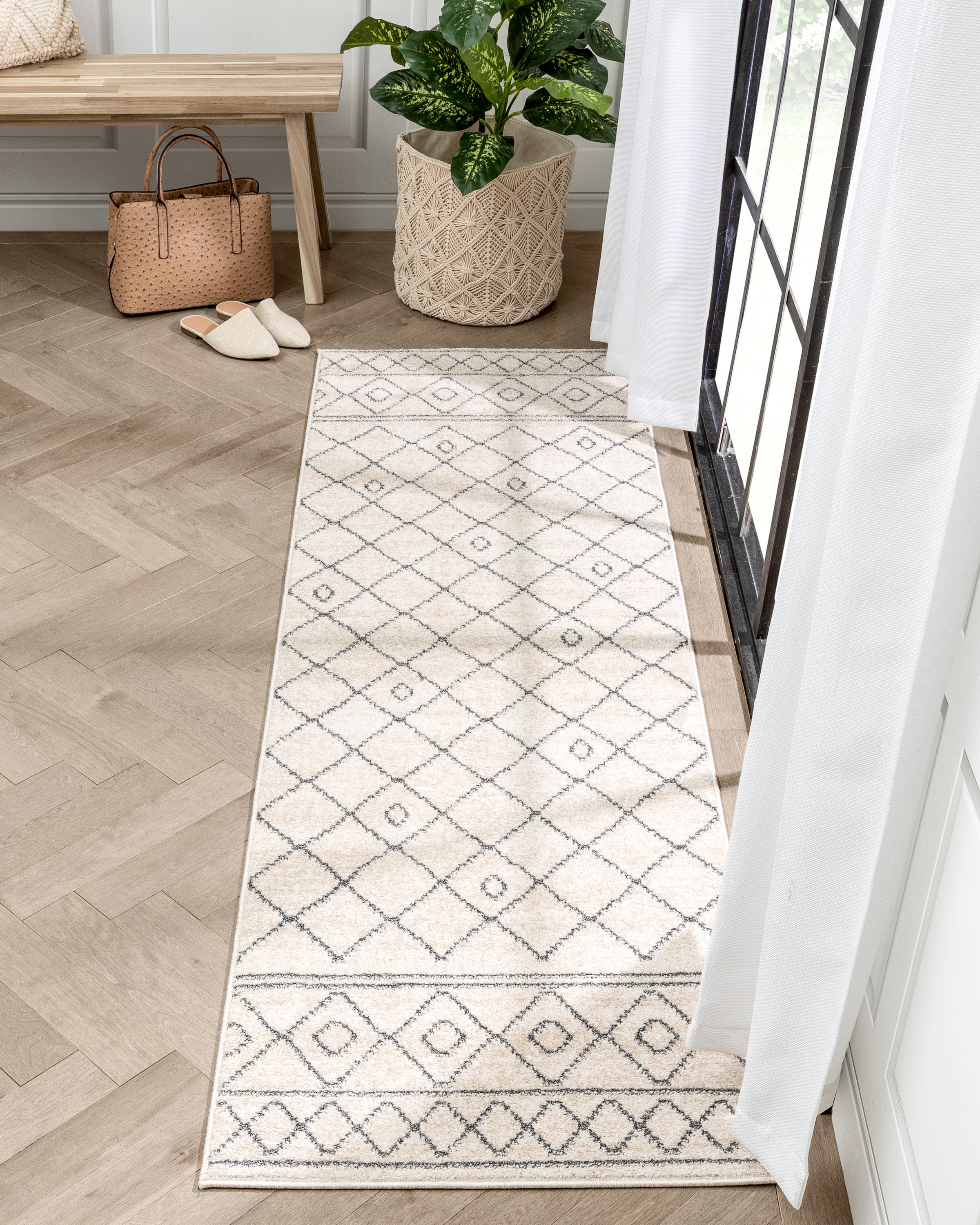 Well Woven Malaga Mara Moroccan Lattice Trellis Ivory 3'11" x 5'3" Area Rug
