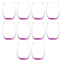Stemless Wine Glass 9 oz. Set of 10, Bulk Pack - Great for Wedding Favors, Bachelorette Party Decorations, Party Favors, Color Bottom - Pink