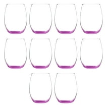 Stemless Wine Glass 9 oz. Set of 10, Bulk Pack - Great for Wedding Favors, Bachelorette Party Decorations, Party Favors, Color Bottom - Pink