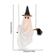 thumbnail image 2 of Clearance！！！Hanging Ghost Decor,Early Halloween Decorations Light-Up Flying Ghost on Broomstick with Witch Hat, Witch Broom, Spooky Cute Outdoor Halloween Decorations for Front Porch Yard Tree, 2 of 6
