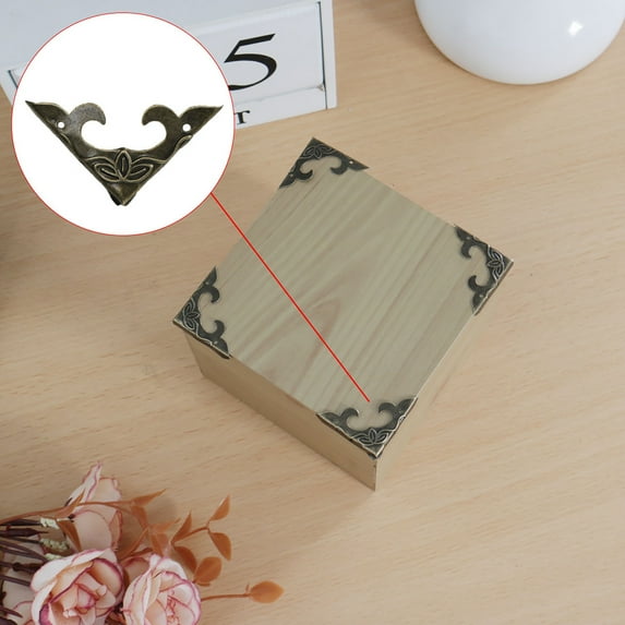 Box Corner Protectors Vintage Bronze Tone Guard Edge Cover Table Cabinet Jewelry Box Corner Decor 16pcs