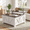Grey+White, variant on Farmhouse Lift Top Coffee Table with Storage, Wood Square Center Table with Charging Station&USB Port, Living Room Table w/Large Hidden Space, for Living Room, Bedroom, Home Office,