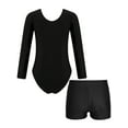thumbnail image 2 of TSSOE Kids Girls Long Sleeve Gymnastics Dance Leotard Sparkly Bodysuit Biketard Top with Shorts Set Swimwear Red 10, 2 of 5