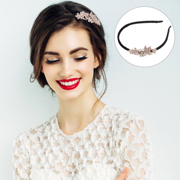 ELAYARD Black Rhinestone Headband Elegant Non Slip Decorative Headdress for Wedding Party