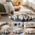 thumbnail image 5 of Round Rugs 5Ft, Tan Trees Forest Round Area Rug Washable Indoor Throw Carpet, Mountain Woods Natural Scenery Soft Non Slip Circle Rug for Cabinet Bathroom Home Decor Aesthetic, 5 of 8