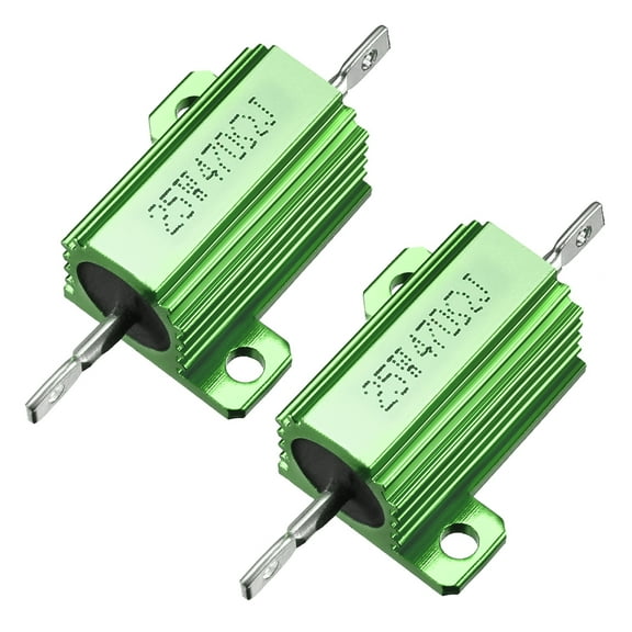 25W 470 Ohm Aluminium Housing Chassis Mount Wirewound Power Resistors Green 2pcs