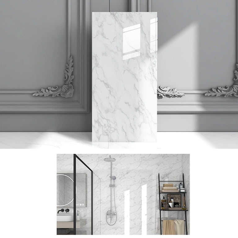 10-Pack Peel & Stick Marble Tile – 11.8” X 11.8” Waterproof PVC Wall Panels For Shower, Kitchen Backsplash, Bathroom & Living Room (White)