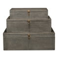 thumbnail image 4 of Cosmos Nesting Boxes, Set of 3 – Black Shagreen Leather Storage Boxes with Brass Pulls, Decorative Organizer, 4 of 7
