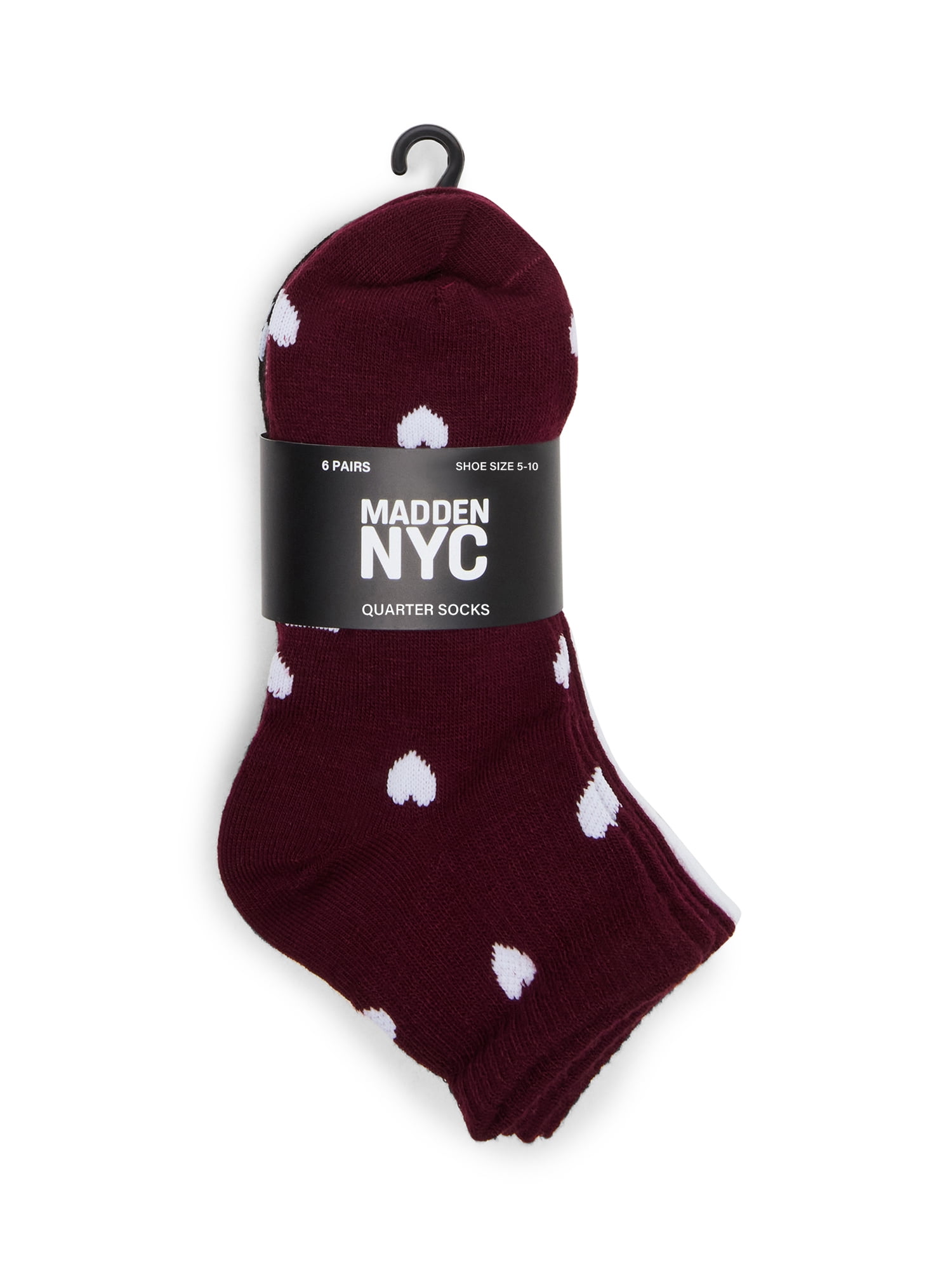Madden NYC Women's Quarter Sock, 6-Pack, Fits Shoe Size 5-10