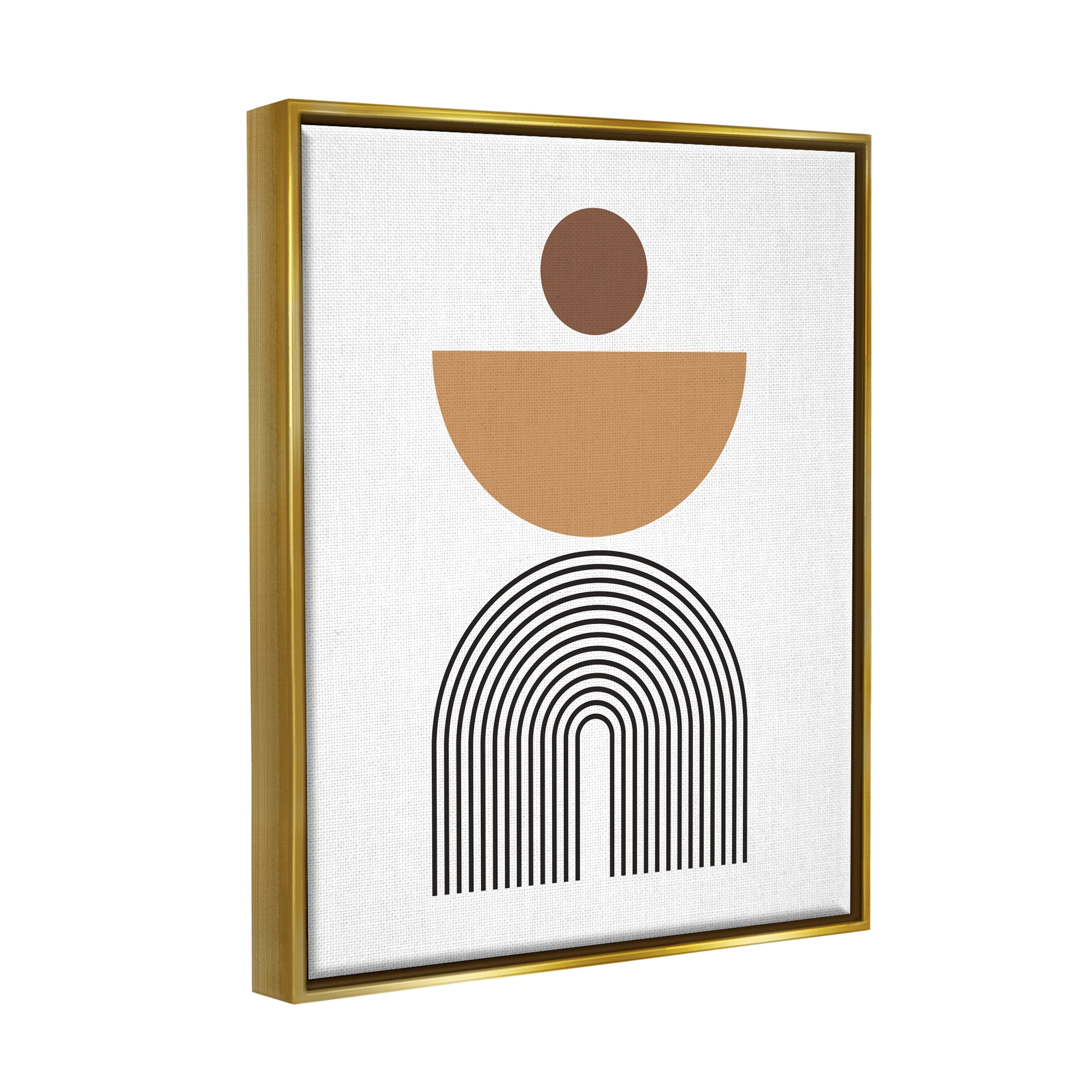 Stupell Industries Boho Modern Shapes Abstract Painting Gold Floater Framed Art Print Wall Art, 17 x 21