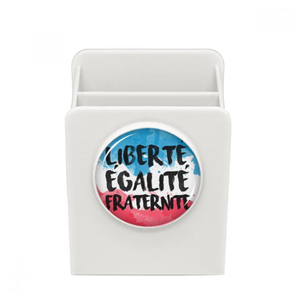 Liberte Egalite Fraternite France Mark Flag Desk Pencil Holder Cup Pen Organizer