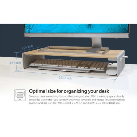 j5create - Multi-Function Monitor Stand with Type C Docking Station - Wood/Aluminum