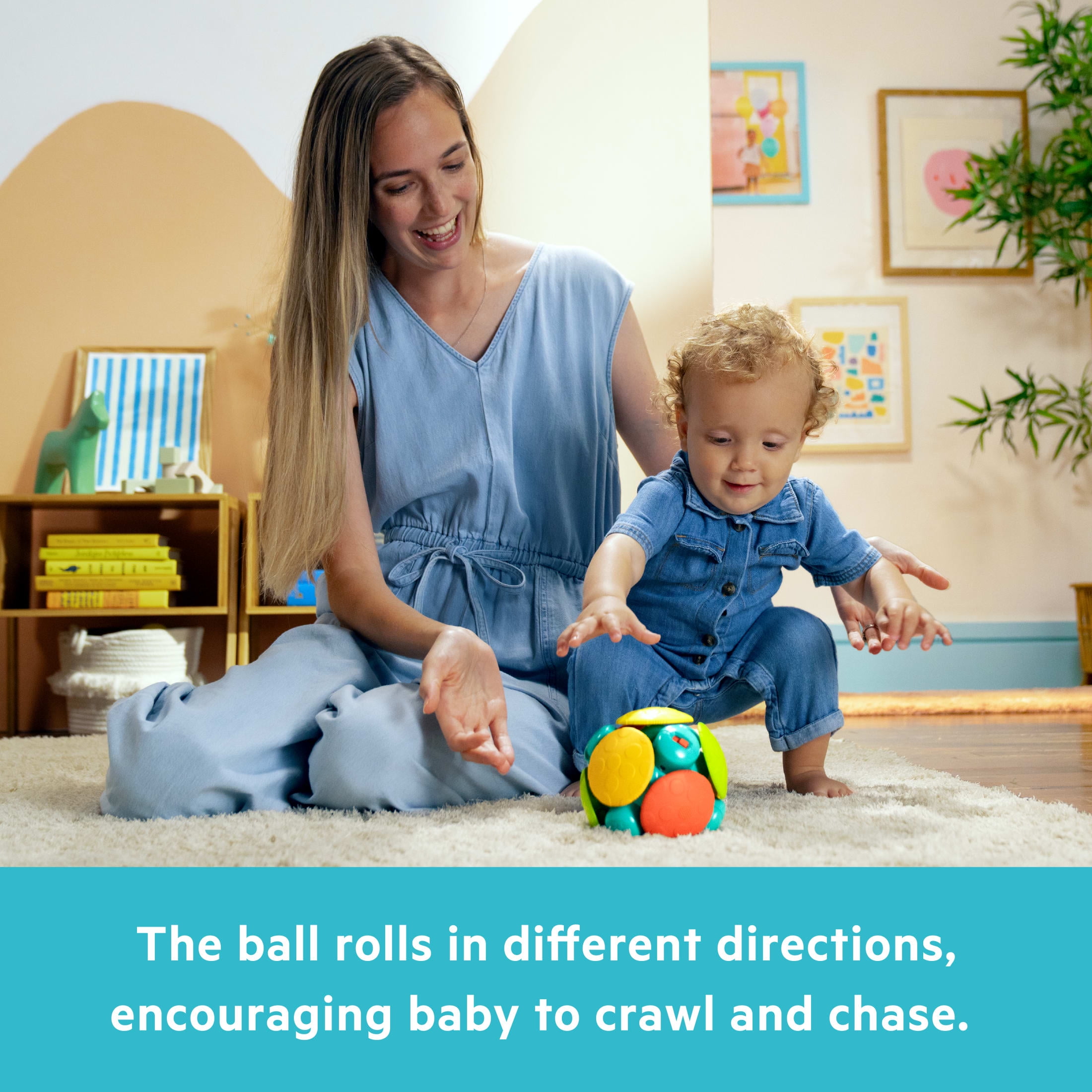 Bright Starts Wobble Bobble Crawl & Chase Baby Activity Ball Toy, Unisex, Ages 3 Months +