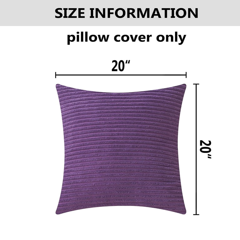IMMEKEY Pillow Cover Set of Plush Striped Corduroy Velvet Throw