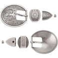 thumbnail image 2 of 2Sets Belt Buckle Set Western Cowboy Buckle Sets Vintage Antique Silver Belt Buckle Engraved Replacement Belt Fastener Set, 2 of 9