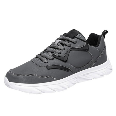 

Men s Running Shoes Fashion Autumn Men Sports Shoes Flat Lightweight Lace Up Solid Color Waterproof Comfortable Simple Design sneakers for Men PU Grey