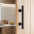 thumbnail image 4 of 18cm Heavy Duty Sliding Barn Door Handle, Pull and Flush Hardware Set, Black Powder Coated Finish, Large Rustic Two-Side Design, Round, 4 of 5
