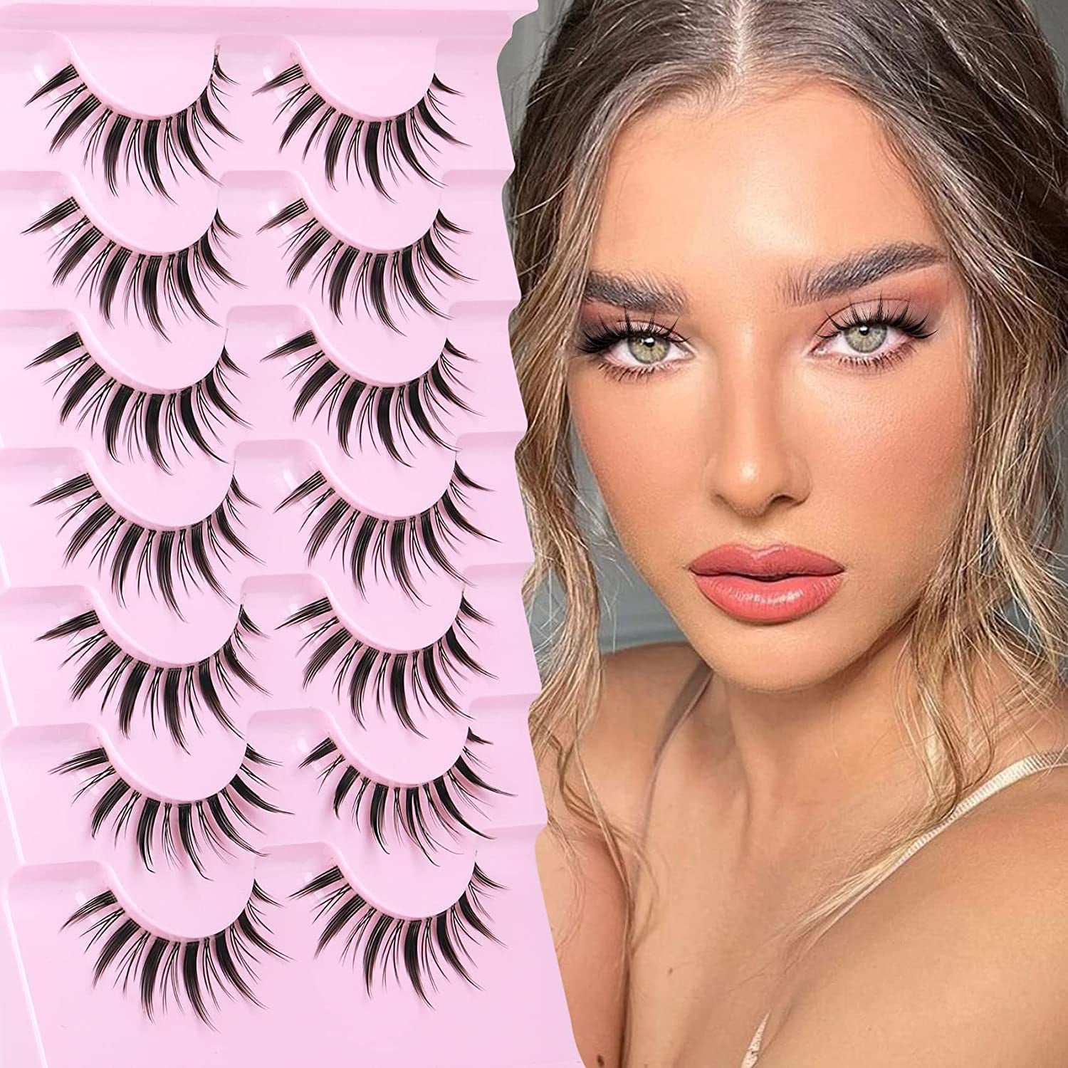 Manga Lashes Clear Band Spiky Anime Lashes Wispy Strip 3D False Eyelashes  Natural Look Korean Japanese