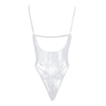 thumbnail image 5 of Zuwimk Lingerie For Women,Women's V Neck Spaghetti Strap Sleeveless Bodysuit Camisole Bustier Top White,M, 5 of 5