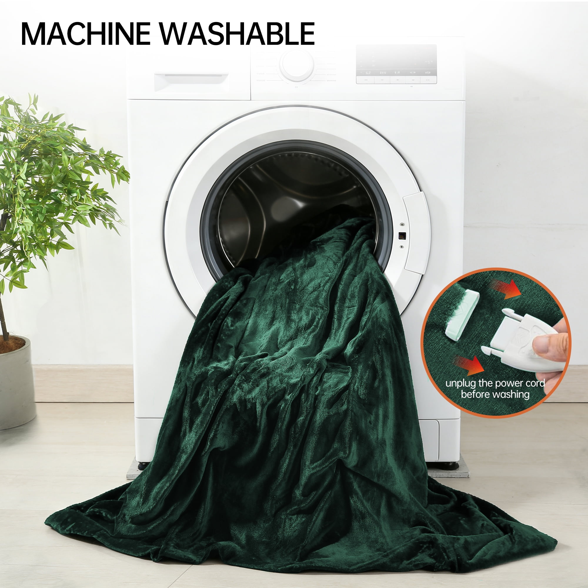 TRUSTWARMTH Electric Heated Blanket Throw 50"x60" with 6 Heating Levels 4 Hours Auto off Fast Heating Over-Heated Protection Ultra Soft Warm Flannel,Warm Gifts,Green