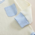 thumbnail image 4 of Povozer Newborn Baby Girl Going Home Outfit Ruffle Ribbed Romper Top Pants Set(Light Blue,6-9M), 4 of 9