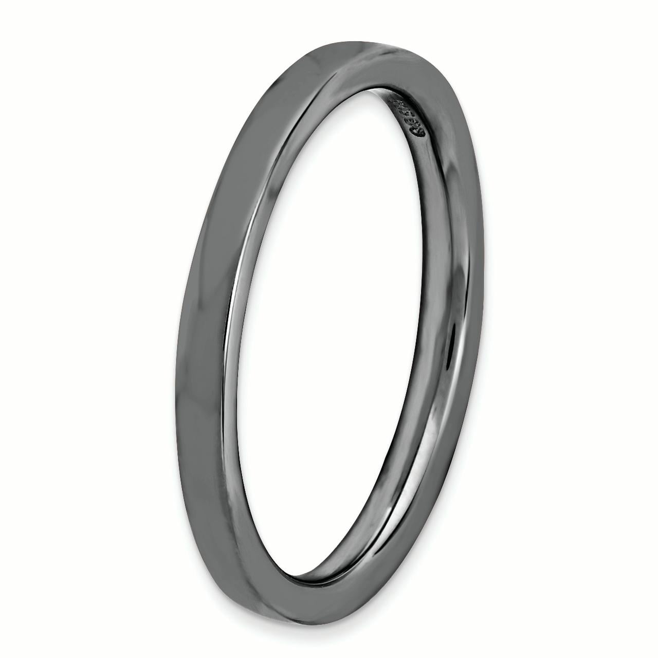 QSK241 Sterling Silver Black Ruthenium Plated 2.25 mm Stackable Ring