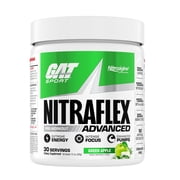 GAT SPORT Nitraflex Advanced Pre-Workout Powder, Increases Blood Flow, Boosts Strength and Energy, Improves Exercise Performance, Creatine-Free (Green Apple, 30 Servings)