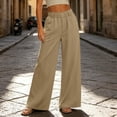 thumbnail image 4 of Inverlee Women's Front Seam Wide Leg Dress Pants Elastic High Waist Loose Business Casual Trousers Khaki XL, 4 of 8