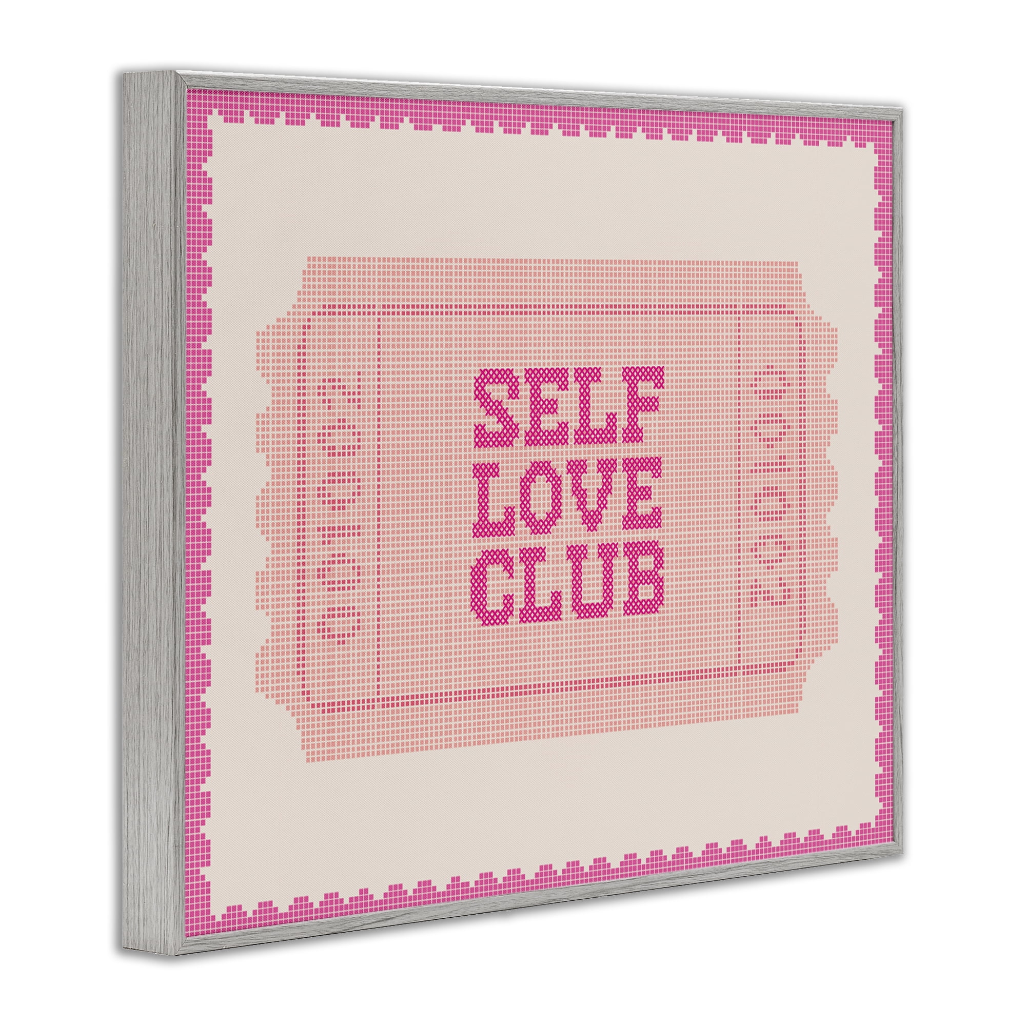 Stupell Industries Self Love Club Retro Ticket Gray Framed Giclee Art, design by Lil' Rue