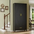 thumbnail image 6 of NadooLite 71"H Black Metal Storage Cabinet with Adjustable Shelves, 2 Doors & 1 Drawers, Multi-Use Organizer for Garage,Dining,Bath,Laundry,Pantry, 6 of 10
