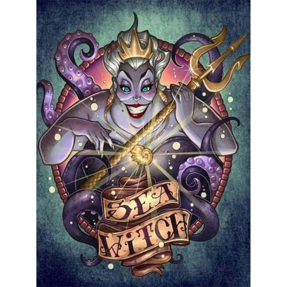 5D DIY Diamond Painting Kits for Adults,Michael Myers Round Full Drill Resin Beads Diamond Dots Art Craft Set,Octopus Witch,12x16inch