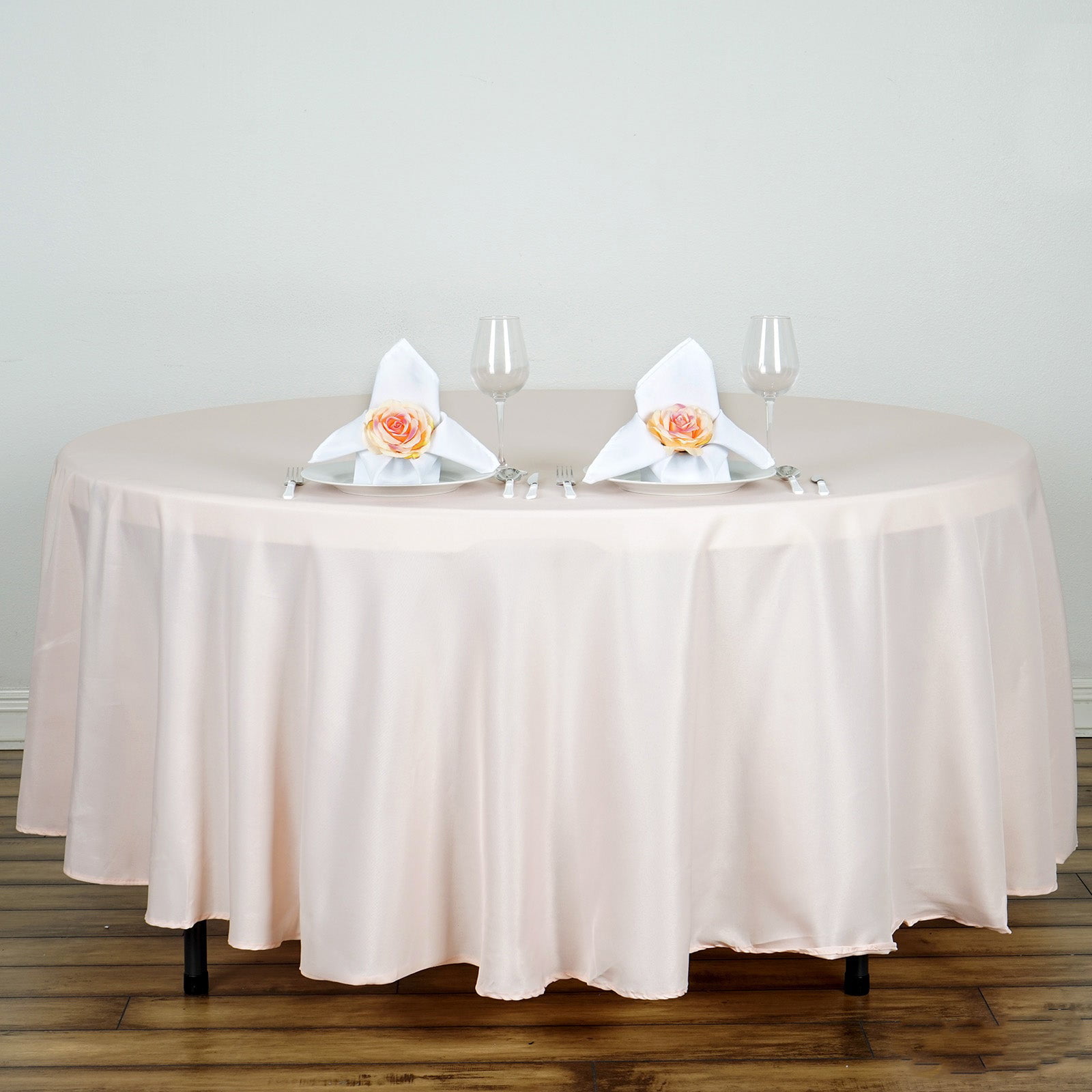 10 pcs 108" White Round Polyester Tablecloth Bulk for Weddings Party 