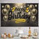 thumbnail image 3 of Happy Birthday Backdrop Decorations Glitter Black and Gold Happy Birthday Party Banner Photography Background Birthday Decorations Party Supplies for, 3 of 4