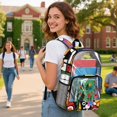thumbnail image 3 of ZIATUBLES Heavy Duty Clear Backpack, Abstract Cat Floral Print Fabric & PVC Transparent Bag with Reinforced Strap, Large Capacity See Through Backpack for School Work Security Travel, 3 of 7