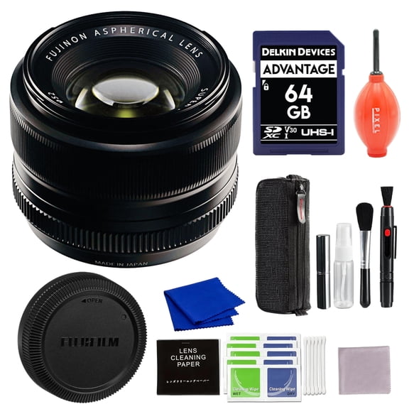 FUJIFILM XF 35mm f/1.4 R Lens with 64GB SD Card and Advanced Accessories