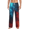 thumbnail image 1 of Kdxio Red And Blue Fire Pattern Men's Pajama Pants, Elastic Waist with Drawstring and Pockets, Comfortable Loungewear-Medium, 1 of 6